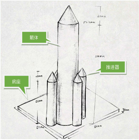 火箭三视图平面图图片
